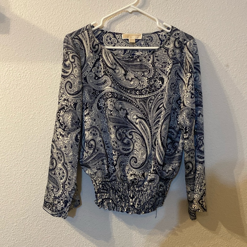 Michael Kors paisley print cinch waist blouse size small